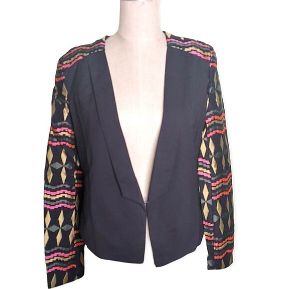 NWOT Doll Kill Hot & Delicious Black Geometric Sleeve Blazer - Size L - Picture 1 of 3